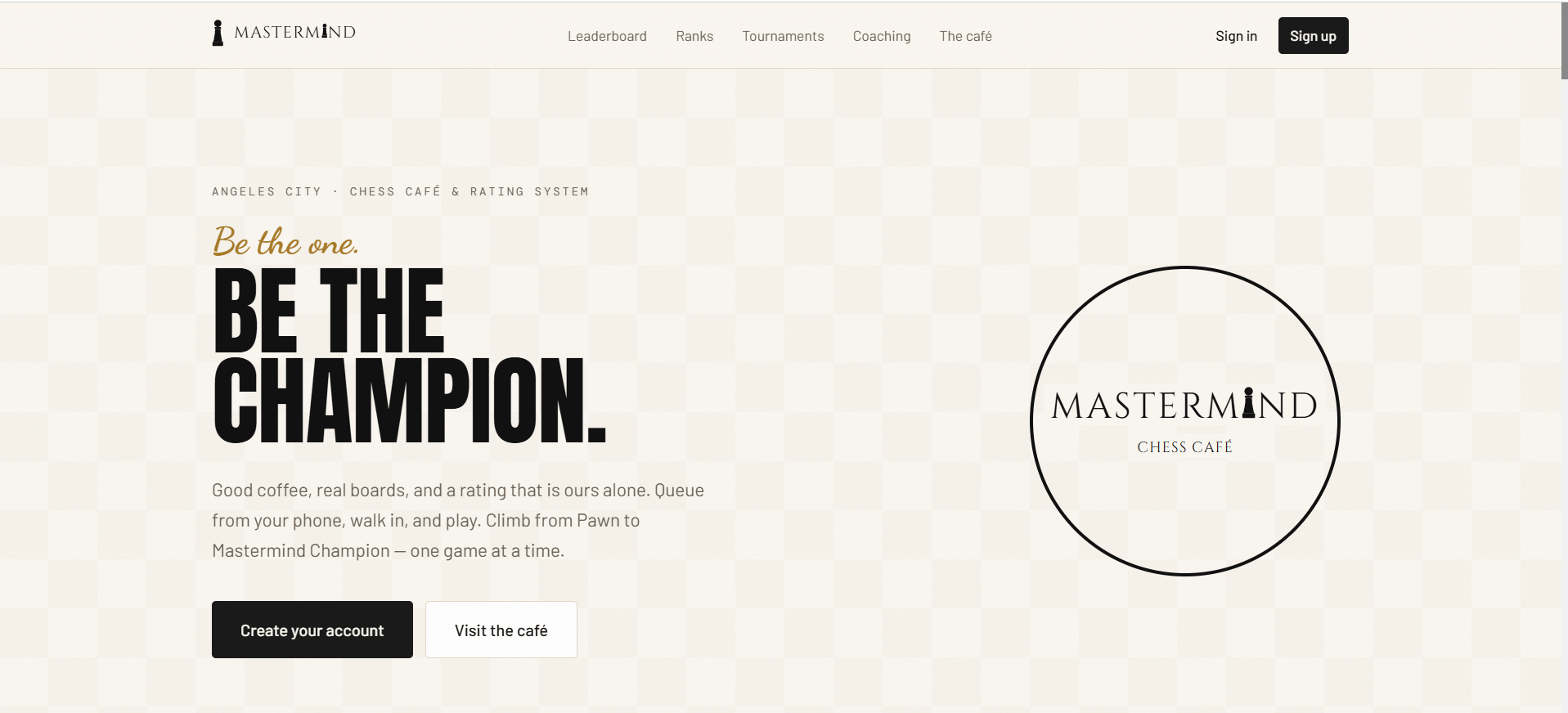 MASTERmind Chess Café — Rating & Café Management System
