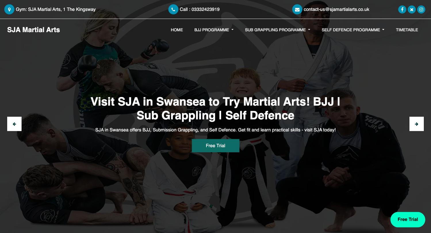 SJA Martial Arts — Martial Arts Academy Website (Swansea, UK)